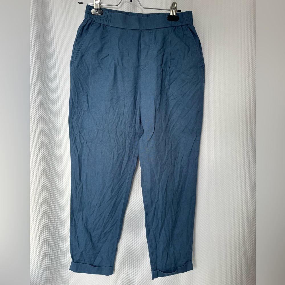 Benetton women’s linen blue cropped pants